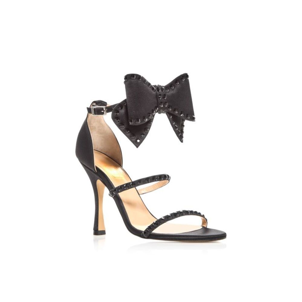 NALEBE Womens Black Malika Dimante Open Toe Stiletto Heeled Sandal 40